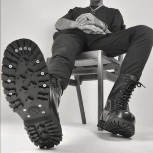 Underground Commando Steel Cap Black Leather Boots